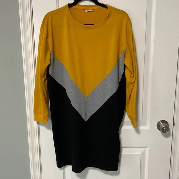 Noisy may | Dresses | Noisy May Yellow Black Sweater Dress Size L | Poshmark